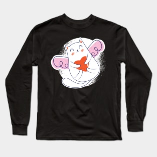 cat with wings and a heart Long Sleeve T-Shirt